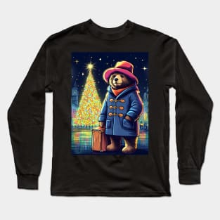 Charm and Cheer: Festive Paddington Bear Christmas Art Prints for a Whimsical Holiday Celebration! Long Sleeve T-Shirt